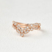 0.40CTW Round Brilliant Curved Vintage Style Set of 2 Wedding Band Mapple Gems